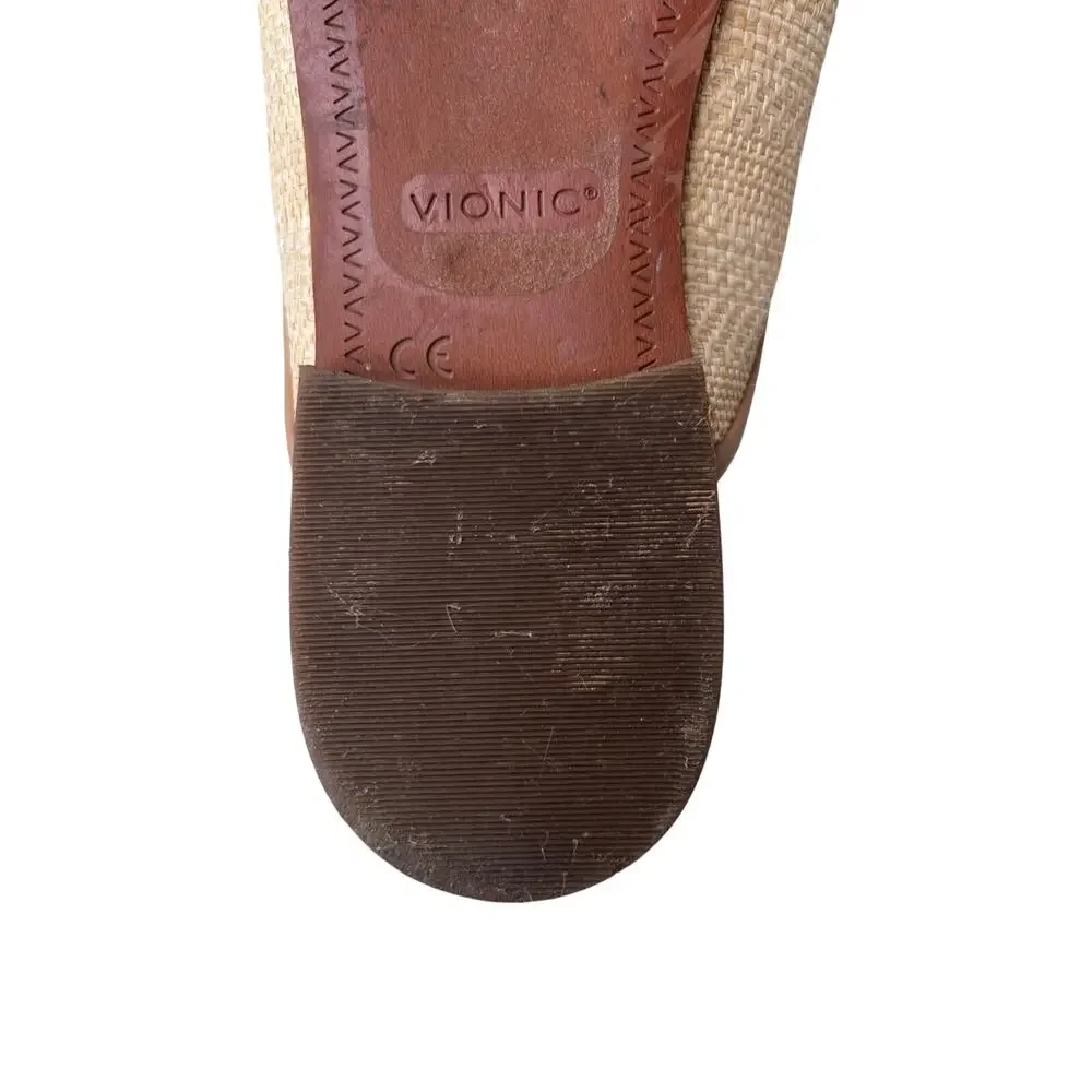 VIONIC Willa Flat Mule in Natural Raffia Tan Woven Loafers Comfort Women's 9.5 - Picture 11 of 11